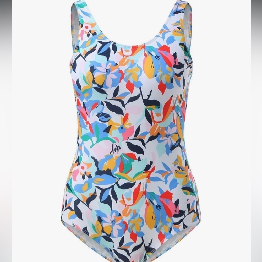 Tropical Print Multi Color Floral One-Piece Swimsuit Size Large - Picture 13 of 14